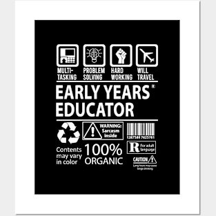 Early Years Educator T Shirt - MultiTasking Certified Job Gift Item Tee Posters and Art